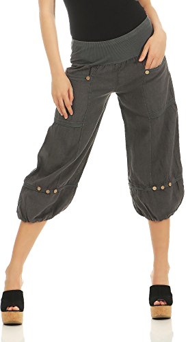 Malito Damen Hose aus Leinen - Stoffhose in Uni Farben - Freizeithose für den Strand - Chino Capri Hose 1575 - Dunkelgrau, S Malito Damen Hose aus Leinen - Stoffhose in Uni Farben - Freizeithose für den Strand - Chino Capri Hose 1575 - Dunkelgrau, S von malito more than fashion