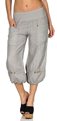 Malito Damen Hose aus Leinen - Stoffhose in Uni Farben - Freizeithose für den Strand - Chino Capri Hose 1575 - Hellgrau, S Malito Damen Hose aus Leinen - Stoffhose in Uni Farben - Freizeithose für den Strand - Chino Capri Hose 1575 - Hellgrau, S von malito more than fashion