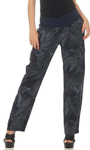 Malito Damen Hose aus Leinen | Stoffhose mit Jungle Print | Freizeithose für den Strand | Chino - Jogginghose 7790 (dunkelblau, S) von malito more than fashion