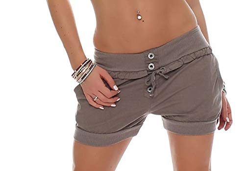 Malito Damen Hotpants in Unifarben | lockere Kurze Hose | Bermuda für den Strand | Pants - Shorts - klassisch 6086 (Fango, S) von malito more than fashion