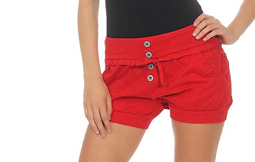 Malito Damen Hotpants in Unifarben | lockere Kurze Hose | Bermuda für den Strand | Pants - Shorts - klassisch 6086 (rot, L) von malito more than fashion