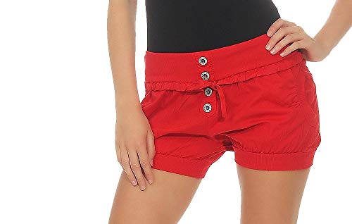 Malito Damen Hotpants in Unifarben | lockere Kurze Hose | Bermuda für den Strand | Pants - Shorts - klassisch 6086 (rot, S) von malito more than fashion
