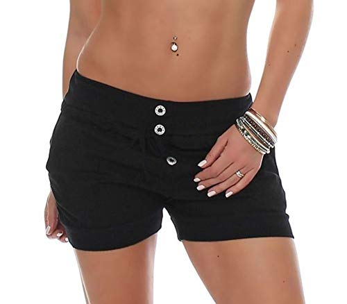 Malito Damen Hotpants in Unifarben | lockere Kurze Hose | Bermuda für den Strand | Pants - Shorts - klassisch 6086 (schwarz, L) von malito more than fashion