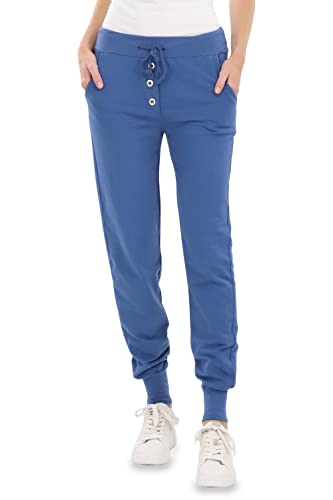 Malito - Damen Jogginghose im Classic Look - Sporthose in Unifarben - Baggy zum Tanzen - Sweatpants - Trainingshose 8021-G (Jeansblau M) von malito more than fashion