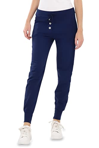 Malito - Damen Jogginghose im Classic Look - Sporthose in Unifarben - Baggy zum Tanzen - Sweatpants - Trainingshose 8021-G (dunkelblau L) von malito more than fashion