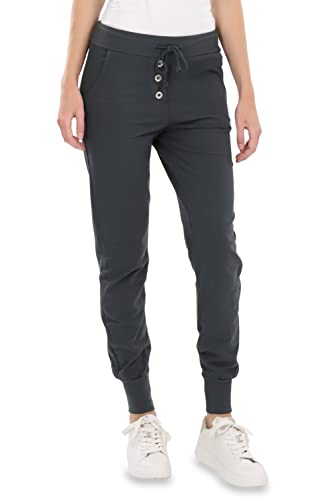 Malito - Damen Jogginghose im Classic Look - Sporthose in Unifarben - Baggy zum Tanzen - Sweatpants - Trainingshose 8021-G (dunkelgrau S) von malito more than fashion