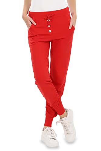 Malito - Damen Jogginghose im Classic Look - Sporthose in Unifarben - Baggy zum Tanzen - Sweatpants - Trainingshose 8021-G (rot L) von malito more than fashion