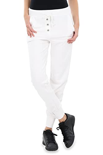 Malito - Damen Jogginghose im Classic Look - Sporthose in Unifarben - Baggy zum Tanzen - Sweatpants - Trainingshose 8021-G (weiß M) von malito more than fashion