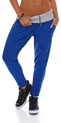 Malito Damen Jogginghose in Wickel Optik | Sporthose in Unifarben | Baggy zum Tanzen | Sweatpants - Trainingshose 3318 (Royalblau) von malito more than fashion