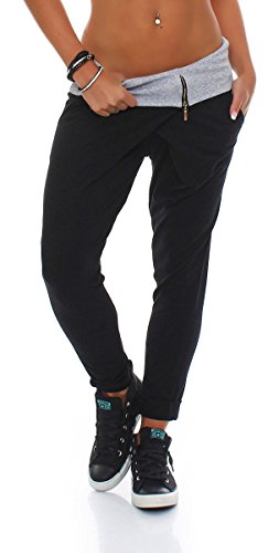 Malito Damen Jogginghose in Wickel Optik | Sporthose in Unifarben | Baggy zum Tanzen | Sweatpants - Trainingshose 3318 (schwarz) von malito more than fashion