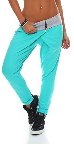 Malito Damen Jogginghose in Wickel Optik | Sporthose in Unifarben | Baggy zum Tanzen | Sweatpants - Trainingshose 3318 (türkis) von malito more than fashion