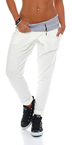 Malito Damen Jogginghose in Wickel Optik | Sporthose in Unifarben | Baggy zum Tanzen | Sweatpants - Trainingshose 3318 (weiß) von malito more than fashion