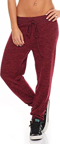 Malito Damen Jogginghose meliert | Bequeme Stoffhose zum Sport | Haremshose zum Chillen | Sporthose - Baggy 5381 (Bordeaux) von malito more than fashion