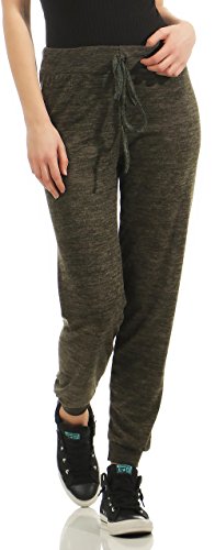 Malito Damen Jogginghose meliert | Bequeme Stoffhose zum Sport | Haremshose zum Chillen | Sporthose - Baggy 5381 (Oliv) von malito more than fashion