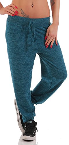 Malito Damen Jogginghose meliert | Bequeme Stoffhose zum Sport | Haremshose zum Chillen | Sporthose - Baggy 5381 (Petrol) von malito more than fashion