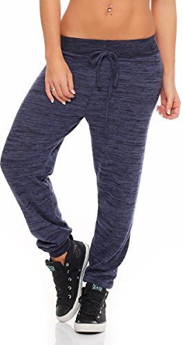 Malito Damen Jogginghose meliert | Bequeme Stoffhose zum Sport | Haremshose zum Chillen | Sporthose - Baggy 5381 (dunkelblau) von malito more than fashion