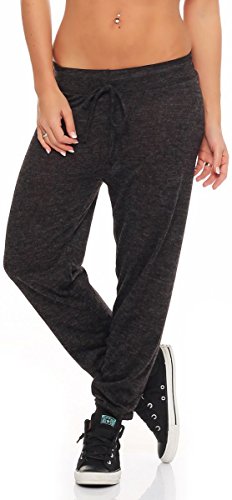 Malito Damen Jogginghose meliert | Bequeme Stoffhose zum Sport | Haremshose zum Chillen | Sporthose - Baggy 5381 (dunkelgrau) von malito more than fashion