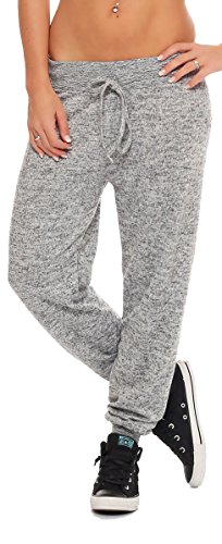 Malito Damen Jogginghose meliert | Bequeme Stoffhose zum Sport | Haremshose zum Chillen | Sporthose - Baggy 5381 (hellgrau) von malito more than fashion