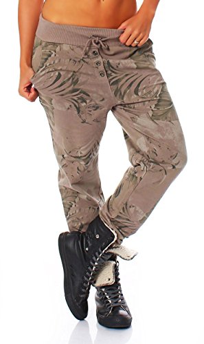 Malito Damen Jogginghose mit Jungle Print | Sporthose mit Muster | Baggy zum Tanzen | Sweatpants - Trainingshose 83728 (Fango) von malito more than fashion