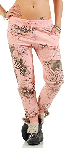 Malito Damen Jogginghose mit Jungle Print | Sporthose mit Muster | Baggy zum Tanzen | Sweatpants - Trainingshose 83728 (rosa) von malito more than fashion