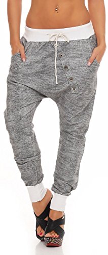 Malito Damen Jogginghose mit Knopfleiste | Sporthose meliert | Baggy zum Tanzen | Sweatpants - Trainingshose 7398 (weiß) von malito more than fashion