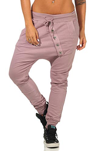 Malito – Damen Jogginhose Baggy aus Baumwolle – Sweathose mit elastischem Bund – Low-Waist Haremshose – Sweatpants Pumphose 8023 (Altrosa) von malito more than fashion