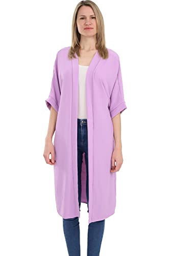 Malito - Damen Kimono - Cardigan für den Sommer - Tunika Poncho Blazer für den Alltag - Strand Party Bikini Cover Up Basic 2342 (Größe: 34-42 Flieder) von malito more than fashion