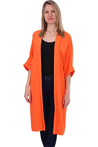 Malito - Damen Kimono - Cardigan für den Sommer - Tunika Poncho Blazer für den Alltag - Strand Party Bikini Cover Up Basic 2342 (Größe: 34-42 orange) von malito more than fashion