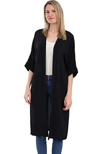 Malito - Damen Kimono - Cardigan für den Sommer - Tunika Poncho Blazer für den Alltag - Strand Party Bikini Cover Up Basic 2342 (Größe: 34-42 schwarz) von malito more than fashion