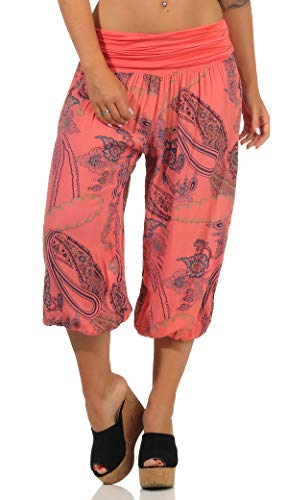 Malito Damen Kurze Aladinhose mit Print | Haremshose zum Tanzen | Pumphose zum Chillen - Freizeithose - Capri 7186 (Coral) von malito more than fashion