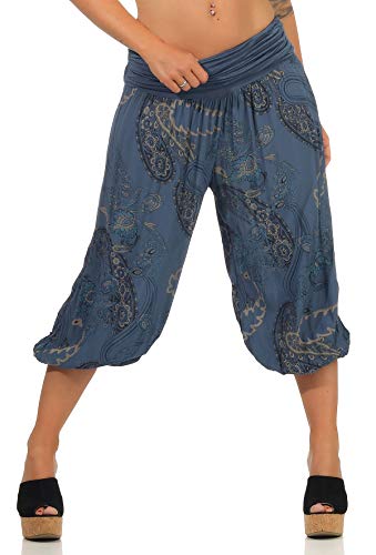 Malito Damen Kurze Aladinhose mit Print | Haremshose zum Tanzen | Pumphose zum Chillen - Freizeithose - Capri 7186 (Jeansblau) von malito more than fashion