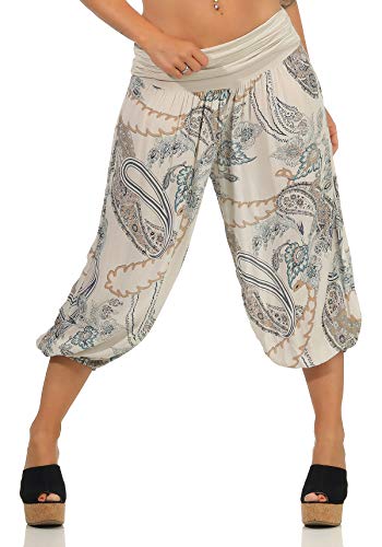 Malito Damen Kurze Aladinhose mit Print | Haremshose zum Tanzen | Pumphose zum Chillen - Freizeithose - Capri 7186 (beige) von malito more than fashion