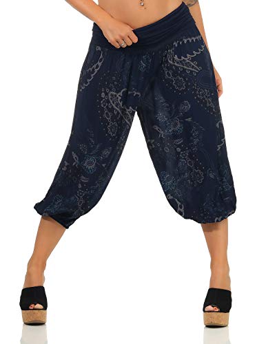 Malito Damen Kurze Aladinhose mit Print | Haremshose zum Tanzen | Pumphose zum Chillen - Freizeithose - Capri 7186 (dunkelblau) von malito more than fashion