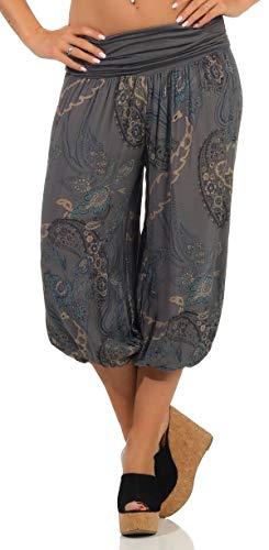 Malito Damen Kurze Aladinhose mit Print | Haremshose zum Tanzen | Pumphose zum Chillen - Freizeithose - Capri 7186 (dunkelgrau) von malito more than fashion