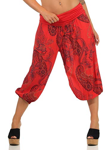 Malito Damen Kurze Aladinhose mit Print | Haremshose zum Tanzen | Pumphose zum Chillen - Freizeithose - Capri 7186 (rot) von malito more than fashion