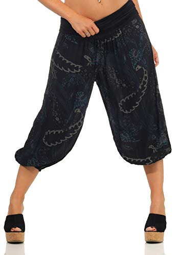 Malito Damen Kurze Aladinhose mit Print | Haremshose zum Tanzen | Pumphose zum Chillen - Freizeithose - Capri 7186 (schwarz) von malito more than fashion