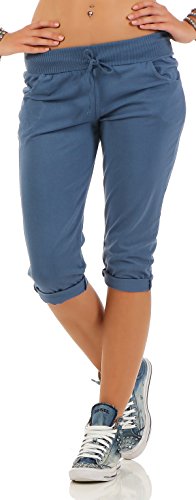 Malito - Damen Kurze Jogginghose - lässige Boyfriendhose - Sweatpants in Unifarben - Freizeithose für den Alltag 83701 OneSize (Jeansblau) von malito more than fashion