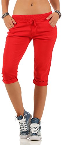 Malito - Damen Kurze Jogginghose - lässige Boyfriendhose - Sweatpants in Unifarben - Freizeithose für den Alltag 83701 OneSize (rot) von malito more than fashion