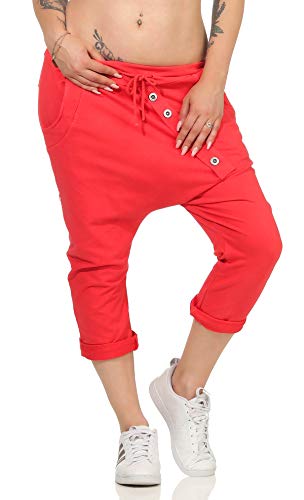 Malito – Damen Jogginhose – Kurze Haremshose aus Baumwolle – Baggy Sweatpants zum Tanzen & Chillen – Aladinhose für Frauen 8015 (Coral) von malito more than fashion