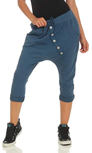 Malito – Damen Jogginhose – Kurze Haremshose aus Baumwolle – Baggy Sweatpants zum Tanzen & Chillen – Aladinhose für Frauen 8015 (Jeansblau) von malito more than fashion