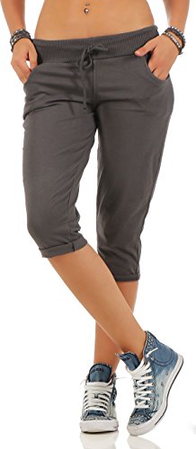 Malito - Damen Kurze Jogginghose - lässige Boyfriendhose - Sweatpants in Unifarben - Freizeithose für den Alltag 83701 OneSize (dunkelgrau) von malito more than fashion