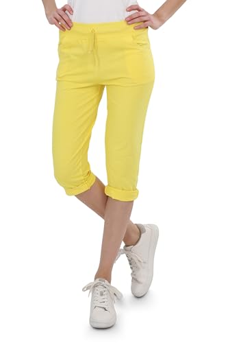 Malito - Damen Kurze Jogginghose - lässige Boyfriendhose - Sweatpants in Unifarben - Freizeithose für den Alltag 83701 OneSize (gelb) von malito more than fashion