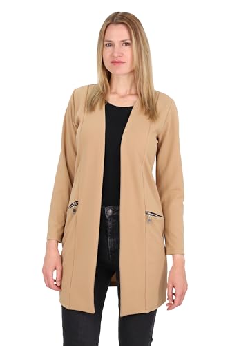 Malito - Damen Langarm Casual Blazer - offener eleganter Stretch-Blazer - weich & figurumspielend - Business Longblazer 6041 - (Fango M) von malito more than fashion