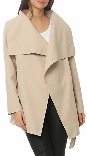 Malito Damen Mantel kurz mit Wasserfall-Schnitt | Trenchcoat mit Gürtel | weicher Dufflecoat | Parka - Jacke 3041 (beige) von malito more than fashion