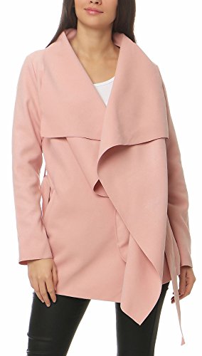 malito Damen Mantel kurz mit Wasserfall-Schnitt | Trenchcoat mit Gürtel | weicher Dufflecoat | Parka - Jacke 3041 (rosa) von malito more than fashion