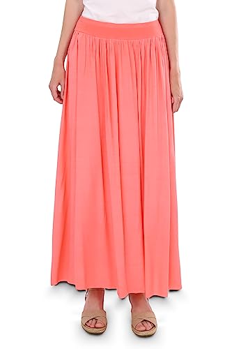 Malito Damen Maxi Rock, Langer Rock Blickdicht, Sommerrock mit elastischem Bund - 2203 (Coral) von malito more than fashion