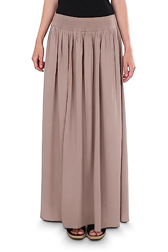 Malito Damen Maxi Rock, Langer Rock Blickdicht, Sommerrock mit Bund Rock - 2203 (Fango) von malito more than fashion