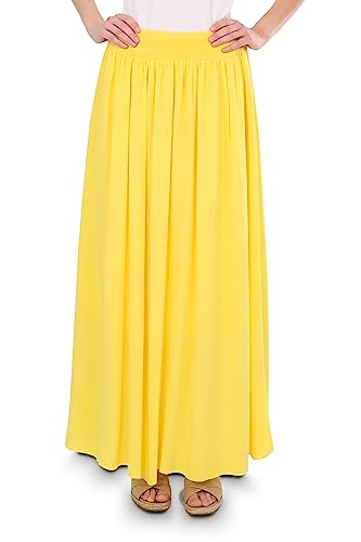 Malito Damen Maxi Rock, Langer Rock Blickdicht, Sommerrock mit elastischem Bund - 2203 (dunkelgelb) von malito more than fashion