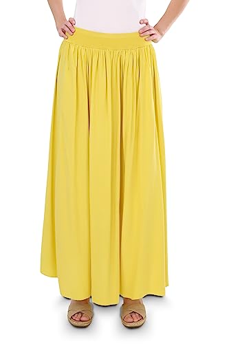 Malito Damen Maxi Rock, Langer Rock Blickdicht, Sommerrock mit elastischem Bund - 2203 (gelb) von malito more than fashion