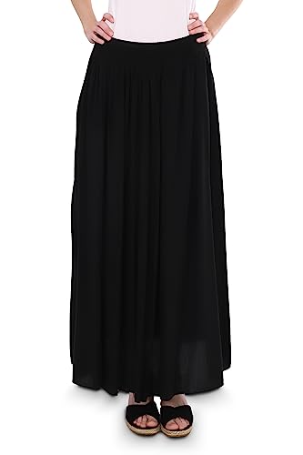 Malito Damen Maxi Rock, Langer Rock Blickdicht, Sommerrock mit elastischem Bund - 2203 (schwarz) von malito more than fashion